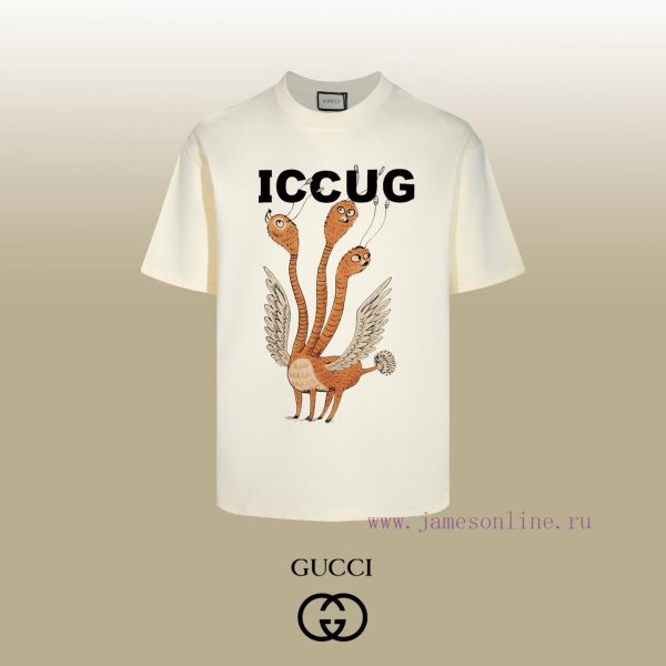 New Customers Only, Limit One. Top Tier OEM QualityGUCCI~Gucci 26SS Animal Series Classic Three Headed Bird T-shirt Short Slee f2adecua