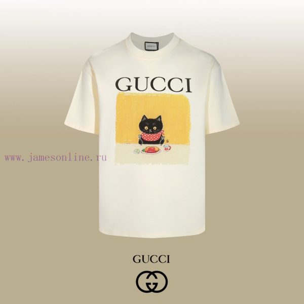 New Customers Only, Limit One. Top Tier OEM QualityGUCCI~Gucci 26SS Animal Series Dry Rice Kitten T-shirt Short SleeveNo Need xxnad15h