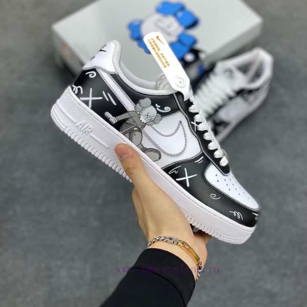 New Customers Only, Limit One. Official Popular Custom Kaws X Nike Air Force 1 Low'07 Black And White Teddy Bear Co Branded Co sxusvbc3