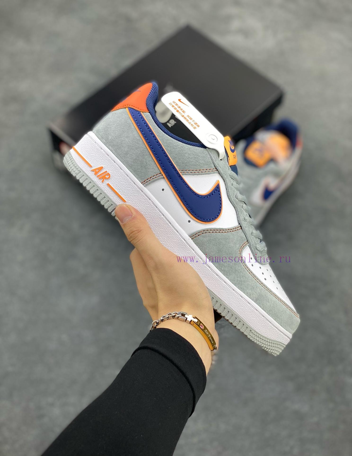 yue00clcx54.jpg New Customers Only, Limit One. Overseas Official Simultaneous Release Of Nike Air Force 1 '07 Gray Blue Orange Suede Air Force z1uv5m0b - Image 1