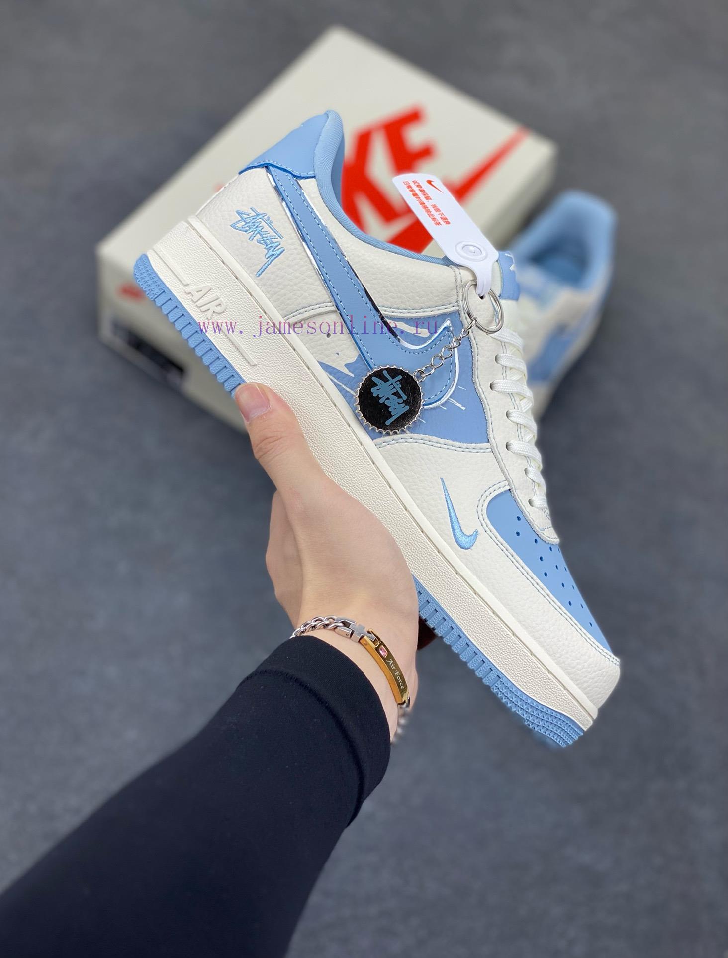 kfu221ieghe.jpg New Customers Only, Limit One. Nike Air Force 1 '07 Low "Stusey Collaboration - Blue Graffiti" Air Force One Low Top Sneakers jwta2299 - Image 1