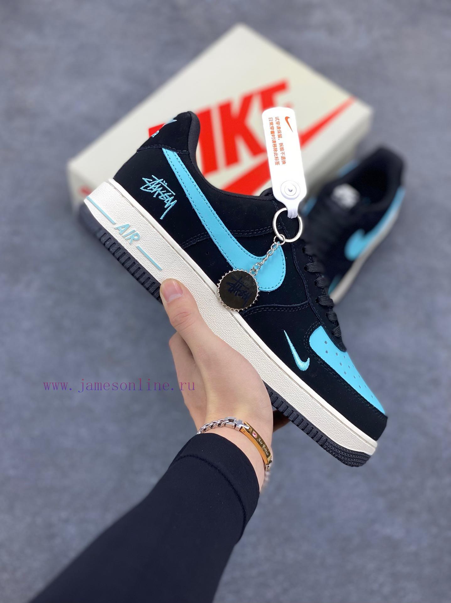 egticjt14cv.jpg New Customers Only, Limit One. Nike Air Force 1'07 Low "Stusey Collaboration - Black Tiffany" Air Force One Low Top Sneakers C erhams86 - Image 1