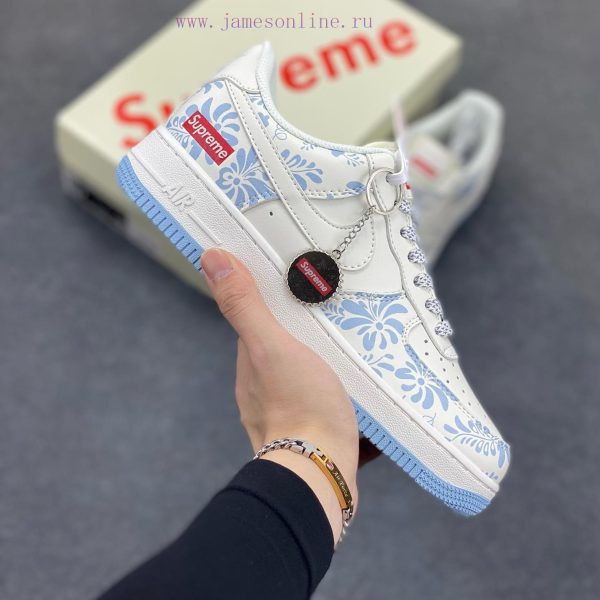New Customers Only, Limit One. Nike Air Force 1 '07 Low "Supreme Collaboration - Blue And White" Air Force One Low Top Sneaker t9uczk0e