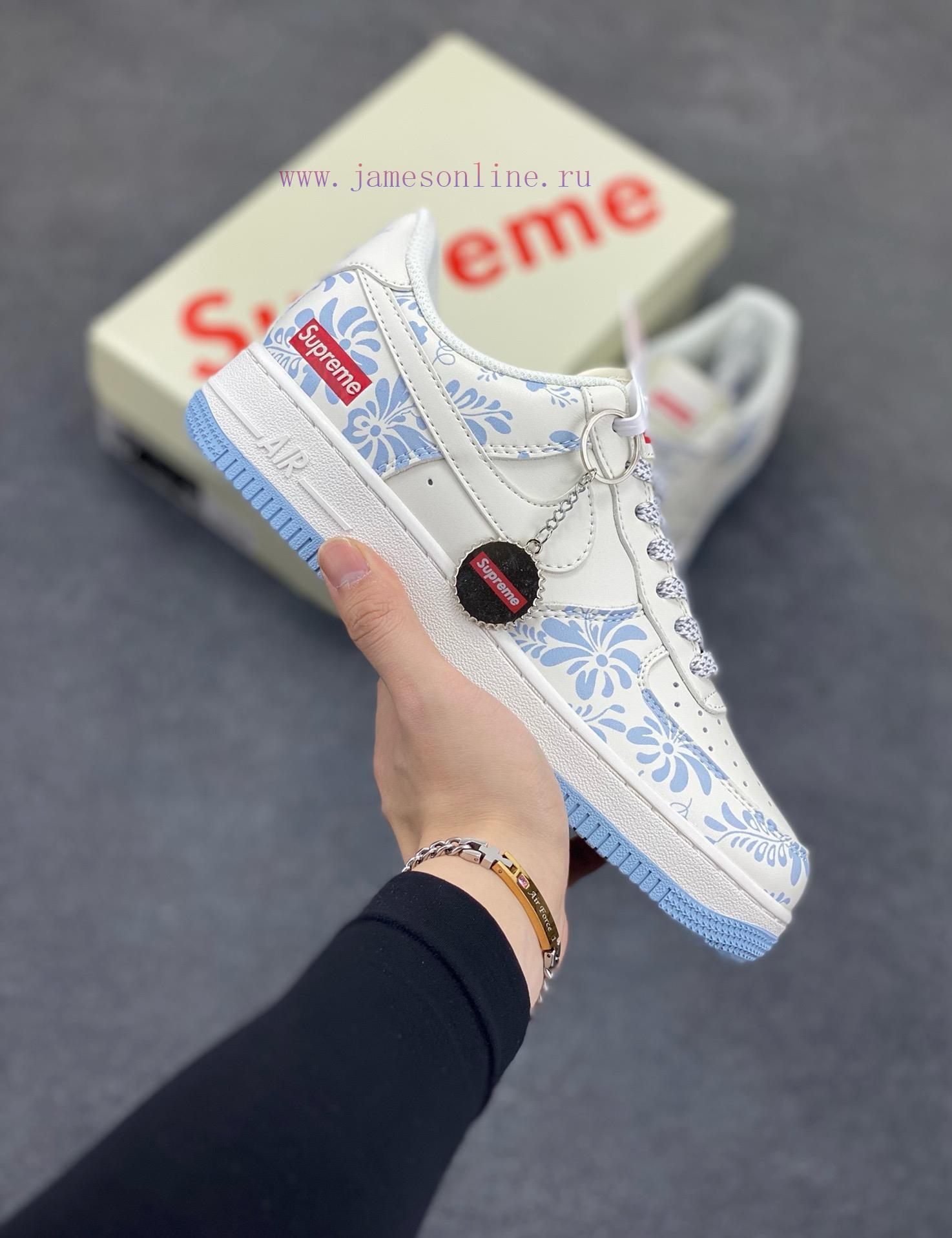 54ckvttzcio.jpg New Customers Only, Limit One. Nike Air Force 1 '07 Low "Supreme Collaboration - Blue And White" Air Force One Low Top Sneaker t9uczk0e - Image 1