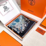 New Customers Only, Limit One. Hermes~90cm Square Towel "Light Flower Clothes"Hand Rolled Twill Silk Square Scarf Made Of 100% 10hd82rx - Image 4