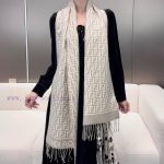 New Customers Only, Limit One. FEN/DIFF Logo Wool Fringe Long Scarf Official Website Updated Synchronously Blended Jacquard We ycbk11ul - Image 3