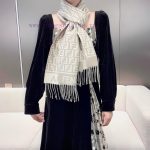 New Customers Only, Limit One. FEN/DIFF Logo Wool Fringe Long Scarf Official Website Updated Synchronously Blended Jacquard We ycbk11ul - Image 4
