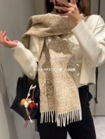 New Customers Only, Limit One. LOEWE's Hottest Scarf Double-sided Wool Scarf Embellished With Two Tone Checkered Anagram Patte tfjc33q9