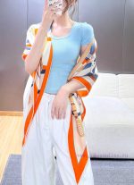 New Customers Only, Limit One. High Quality Updates ❤️  Hermes | (Morning Stroll) Big Triangle Scarf|Handmade Rolled Edge Cash ob4j6lpk - Image 3