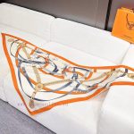 New Customers Only, Limit One. High Quality Updates ❤️  Hermes | (Morning Stroll) Big Triangle Scarf|Handmade Rolled Edge Cash ob4j6lpk - Image 7