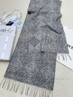 New Customers Only, Limit One. LOEWE's Hottest Scarf Double-sided Wool Scarf Embellished With Two Tone Checkered Anagram Patte mgk7gk47 - Image 8