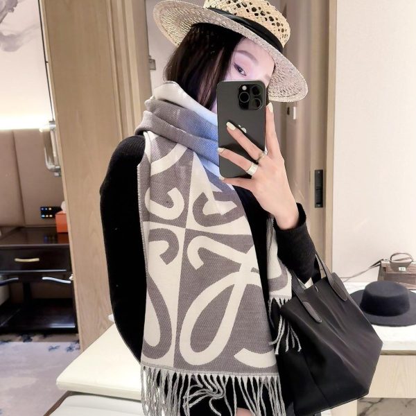 New Customers Only, Limit One. New Style ✨💕 Synchronize LOEWE | Double Sided Color Blocked Cashmere Wool Scarf 🤎💗The Color Sch 3omjpa7m