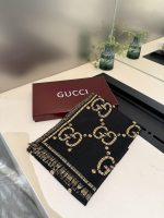 New Customers Only, Limit One. Gucci Style LettersFabric Wool Size 47 * 180Wool And Silk Scarf Decorated With Oversized Design eilzieog - Image 5