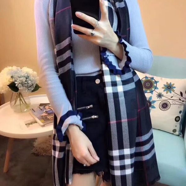 New Customers Only, Limit One. Burberry Tencel Cotton Checkered Scarf With A Good Drape And Excellent Touch Not Too Soft With cqp4e1ys