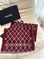New Customers Only, Limit One. CHANEL Double-sided Diamond Grid - Wool Scarf With Top-level Double-layer Color Weaving Process 7kr5k1hs - Image 5