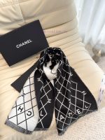 New Customers Only, Limit One. CHANEL Double-sided Diamond Grid - Wool Scarf With Top-level Double-layer Color Weaving Process m2eoks1s - Image 5