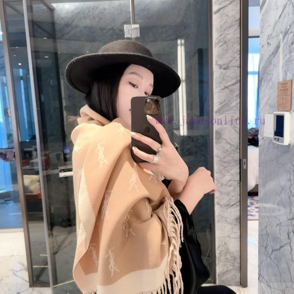 New Customers Only, Limit One. YSL Saint Laurent 2026 New Full Print YSL Logo Cashmere Scarf ✨ Can Be Worn Or Surrounded | Coo hsj4v6di