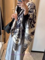 New Customers Only, Limit One. Up New ❤️  𝐃𝐈𝐎𝐑 Early Spring New Collection "Ruyi Cong Hand Drawn Square Towel"size140 ✖️ 140 D j2ijg9bb