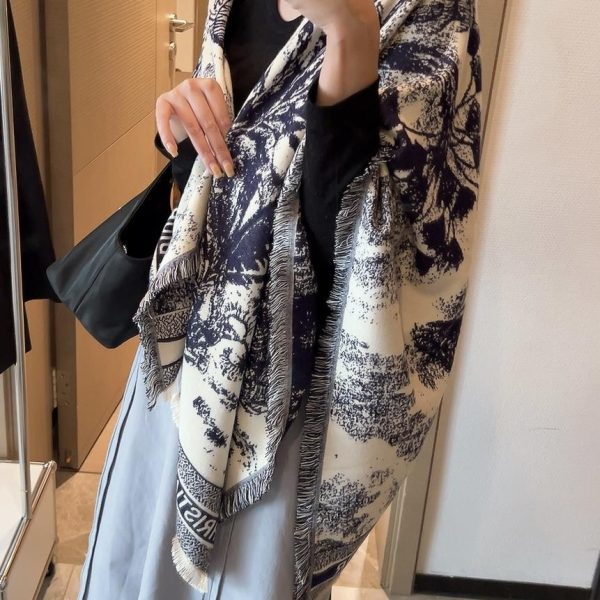 New Customers Only, Limit One. Up New ❤️  𝐃𝐈𝐎𝐑 Early Spring New Collection "Ruyi Cong Hand Drawn Square Towel"size140 ✖️ 140 D j2ijg9bb