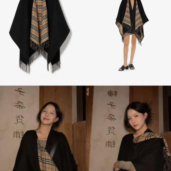 New Customers Only, Limit One. Burberry Classic British Style Double-sided Cape Shawl Super Beautiful This Original Package Is a33h6cix