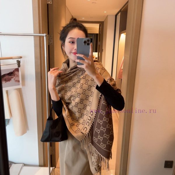 New Customers Only, Limit One. Gucci Double Sided Double Color Cashmere Scarf~Super Lift Color Senior Women's Cashmere Scarf C igs8hsnq