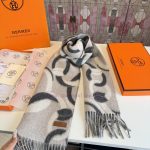 New Customers Only, Limit One. Hermes Double Sided Lamb Cashmere Scarf Set With 100% Top Grade Lamb Cashmere Material In Maso 4h65euv1 - Image 9