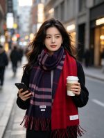 New Customers Only, Limit One. High Quality Version ❣️ 𝐁𝐮𝐫𝐛𝐞𝐫𝐫𝐲 Classic Plaid Gold Wool ScarfSize168x30cm The Latest Blue Labe ib8cvrpa - Image 2